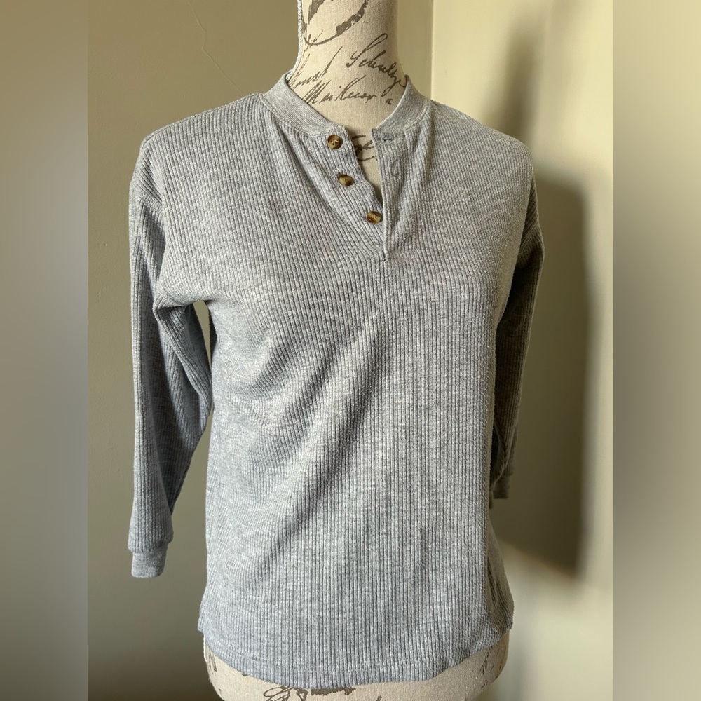 Cache Creek Gray Long Sleeve Ribbed Top